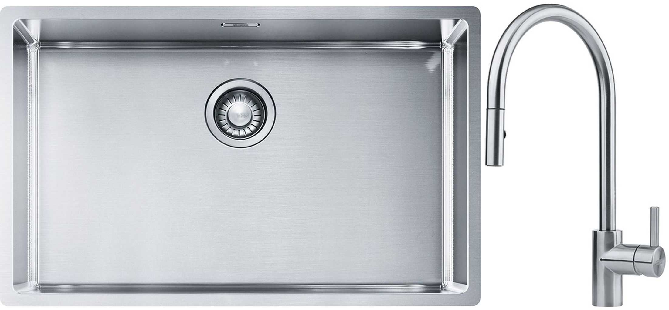 Franke Box BXX 210/110-68 zlewozmywak 72,5x45 cm stalowy z baterią kuchenną Eos stal szlachetna (1270453658, 1150590045) - Wysyłka w 24h