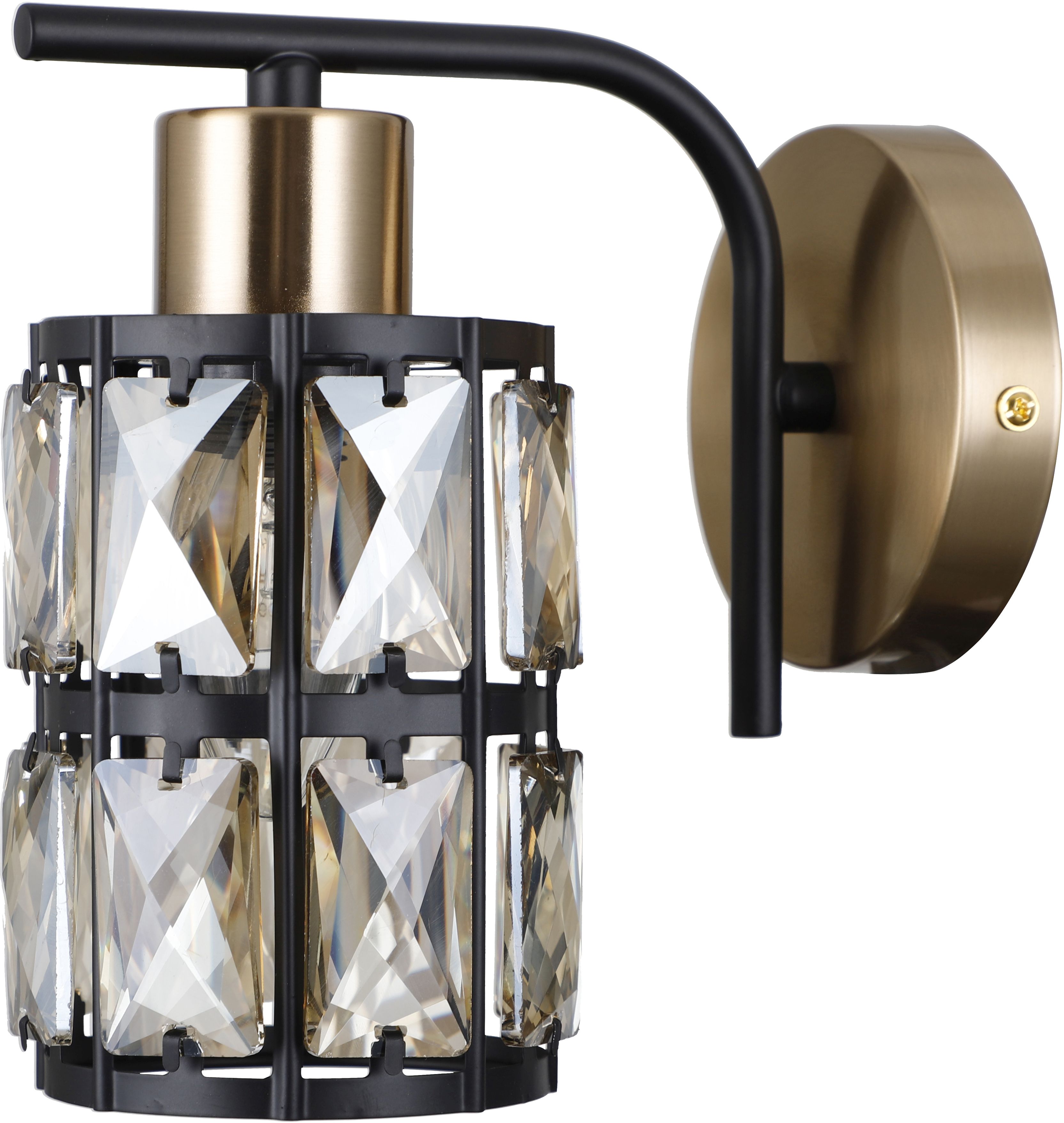 Italux Menfi kinkiet 1x40 W czarny-mosiądz-kryształowy WL-44236-1-BK-GD