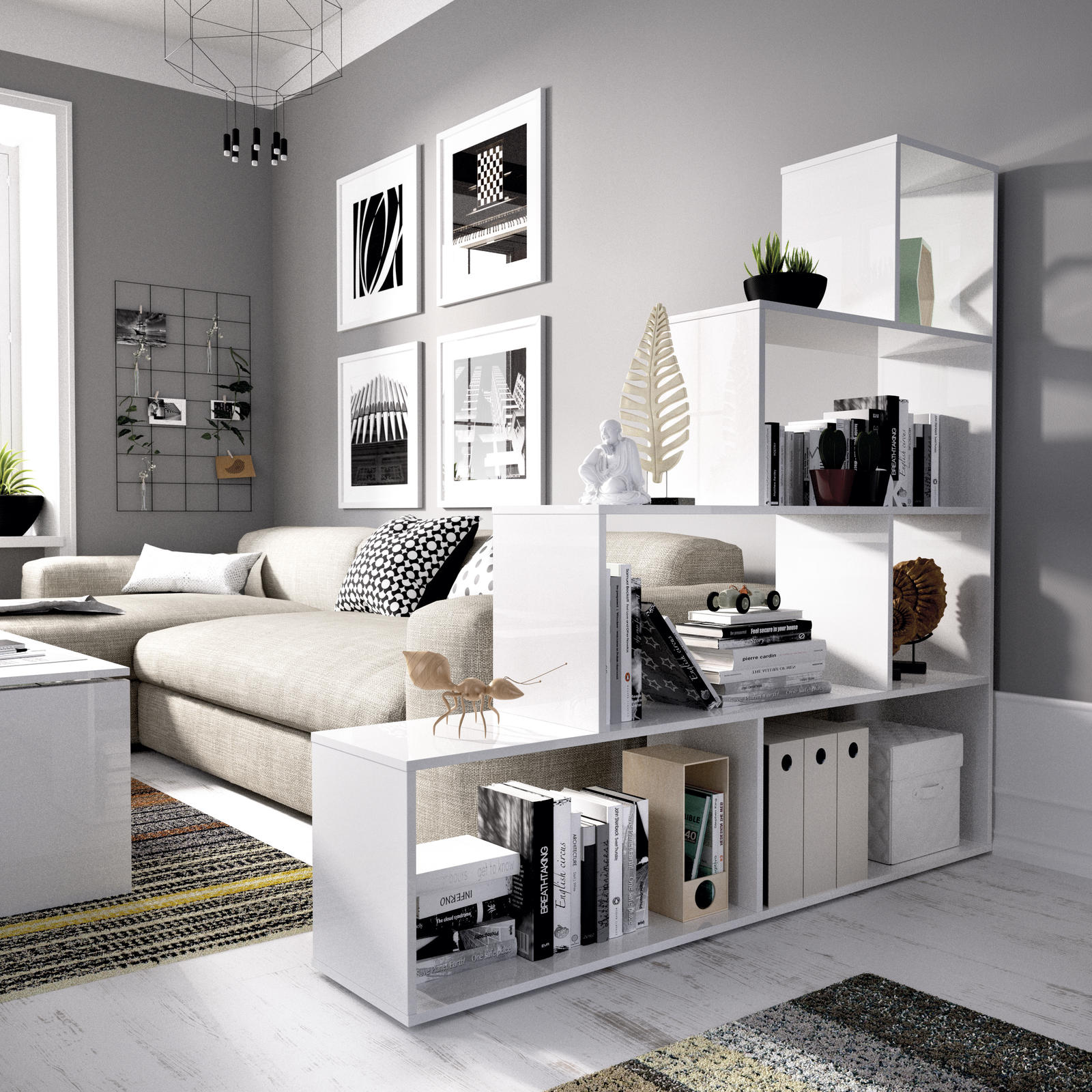Półka designerska Ten glossy white