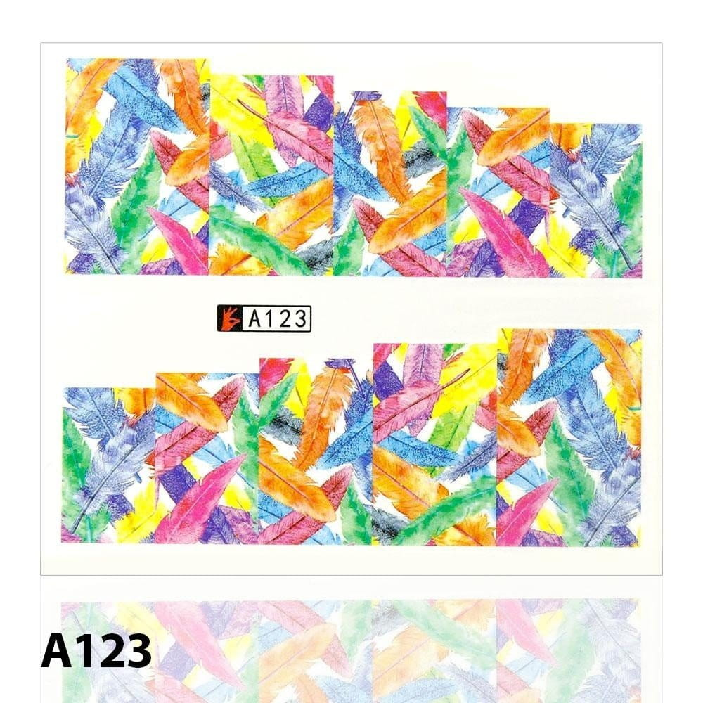 Naklejki wodne do paznokci arkusz 6,5 x 5,5 cm na 10 palców a Nr 123