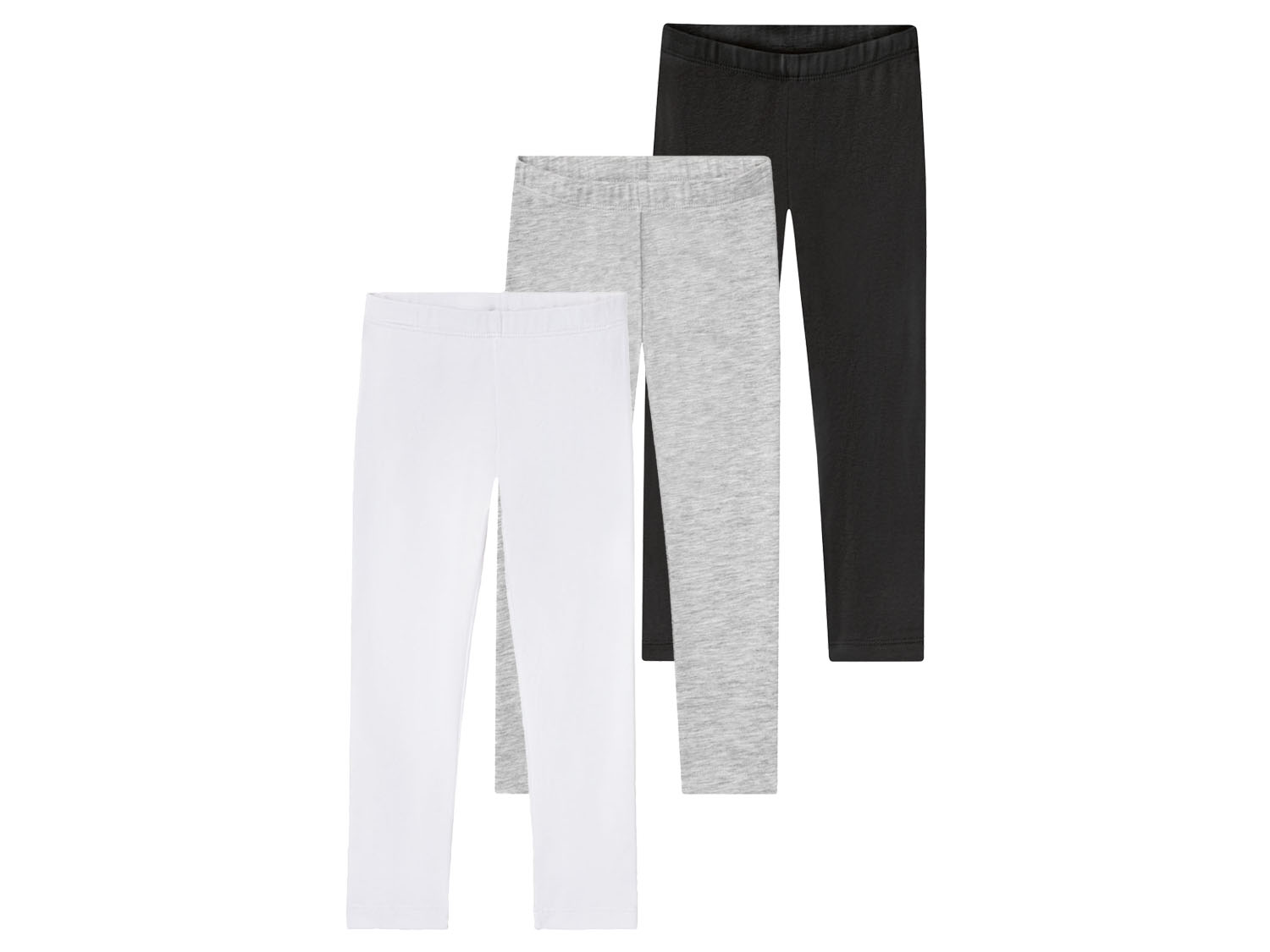 lupilu Legginsy dziewczęce z bawełną, 3 pary czarny/biały/jasnoszary, 98/104