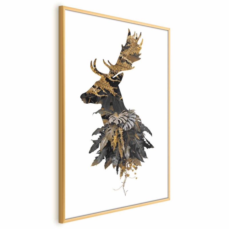 Plakat Artgeist Leśny jeleń 60x90 cm z ramą złotą 1 szt