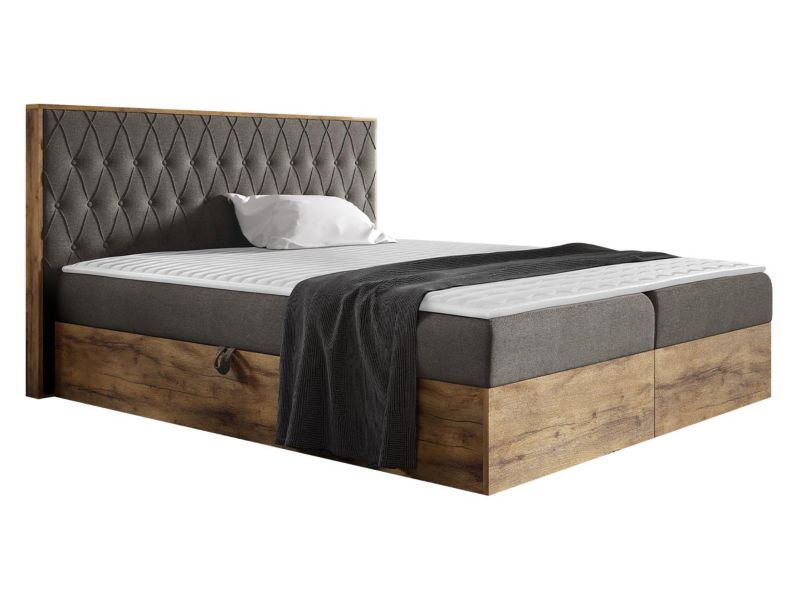Łóżko kontynentalne MIRJAN 24 Wood 6 140x200 dąb lancelo/ciemny brąz 1 szt.