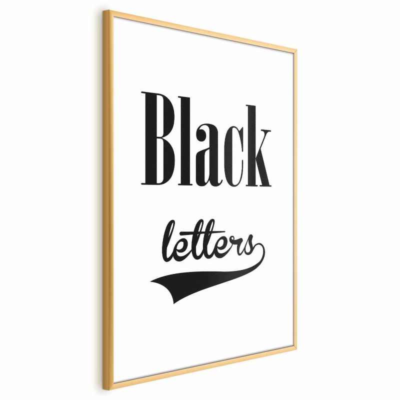 Plakat Artgeist Black letters 21x30 cm z ramą złotą 1 szt