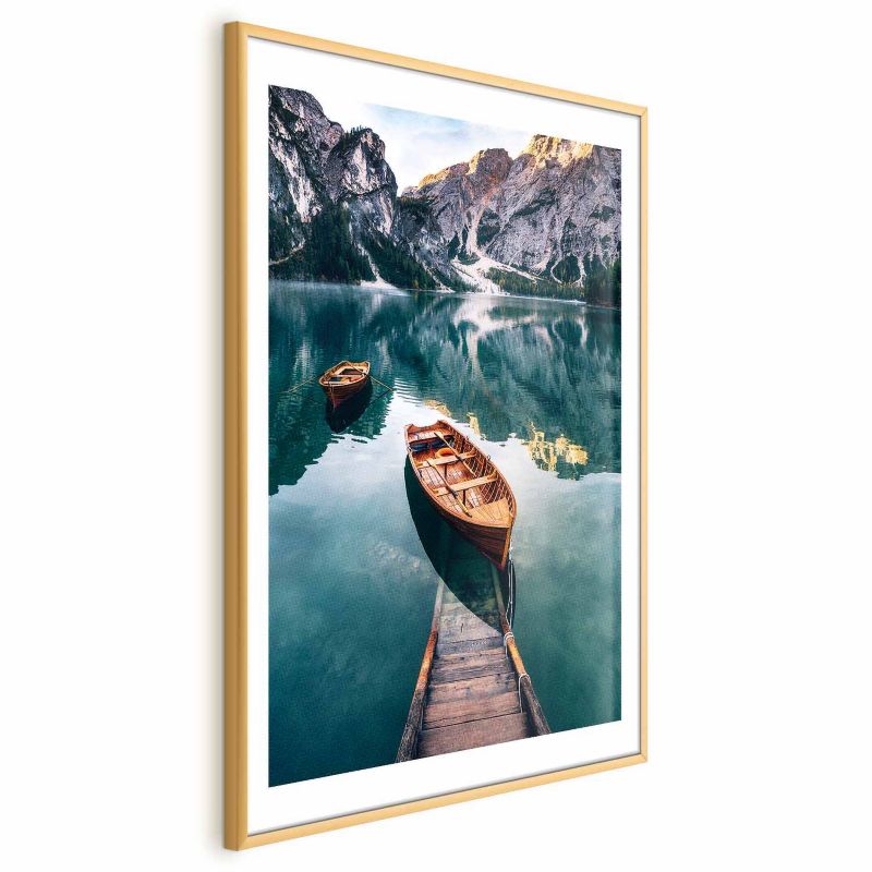 Plakat Artgeist Łodzie w Dolomitach 21x30 cm z ramą złotą 1 szt
