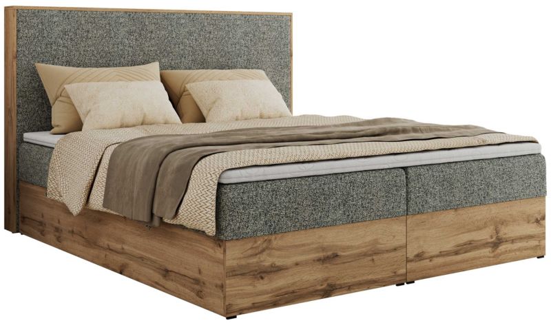 Łóżko kontynentalne MKS Meble WOOD CLASSIC 140x200 H4 szary struktura 1 szt.