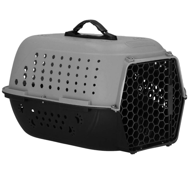 Transporter dla kota psa królika Springos do 7 kg klatka transportowa 48x33x27 cm szaro-czarna 1 szt.