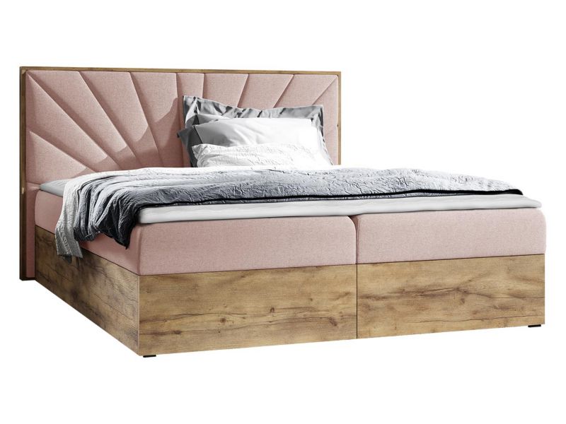 Łóżko kontynentalne MIRJAN 24 Wood 7 140x200 dąb lancelo/różowy 1 szt.