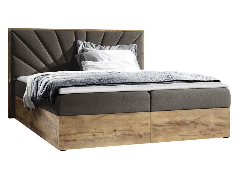 Łóżko kontynentalne MIRJAN 24 Wood 7 140x200 dąb lancelo/ciemny brąz 1 szt.