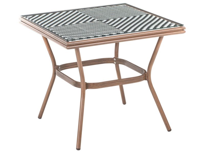 Stolik bistro Rifreddo 80 cm 80 cm Szkło Czarny/ biały 1 szt.
