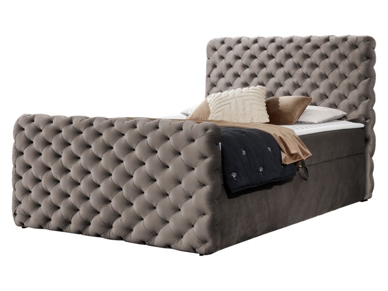 Łóżko kontynentalne MIRJAN 24 Chesterfield Lux 140x200 chłodny brąz 1 szt.