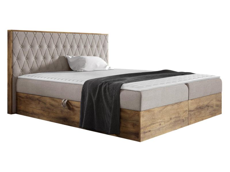 Łóżko kontynentalne MIRJAN 24 Wood 6 140x200 dąb lancelo/zimny beż 1 szt.