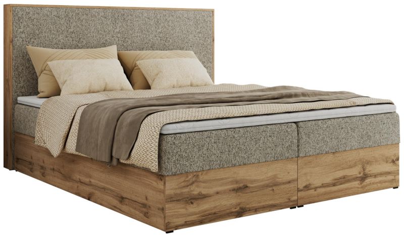 Łóżko kontynentalne MKS Meble WOOD CLASSIC 140x200 H3 ciemnobeżowy struktura 1 szt.