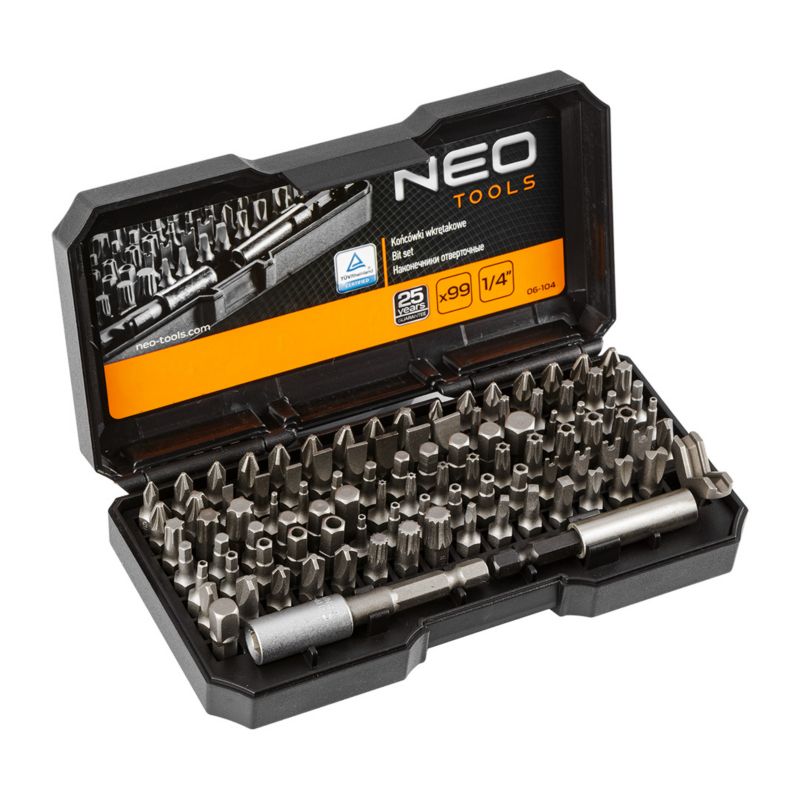 Końcówki wkrętakowe NEO TOOLS z uchwytem, zestaw 99 szt. 1 kpl