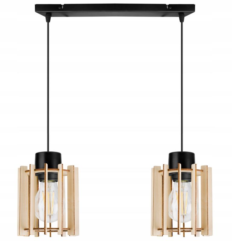 Lampa sufitowe wisząca Light Home LH Timber 2x E27 60W tuba drewno 1szt.