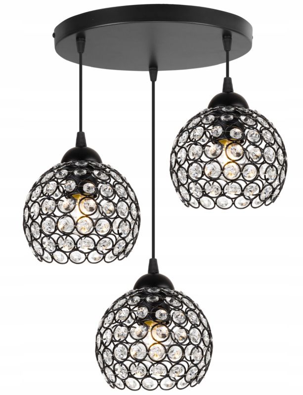 Lampa sufitowa wisząca okrągła Light Home LH Crystal 3x E27 60W czarny 1szt.