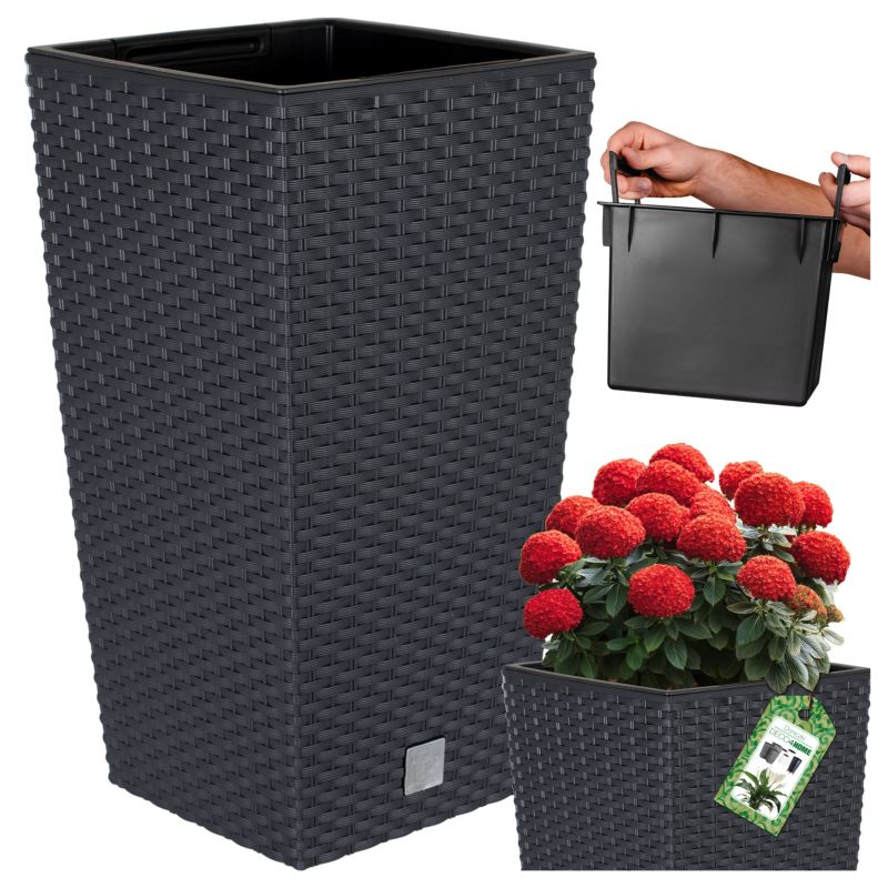 Doniczka Deco4Home Rattan donica antracyt 50cm 1 szt.