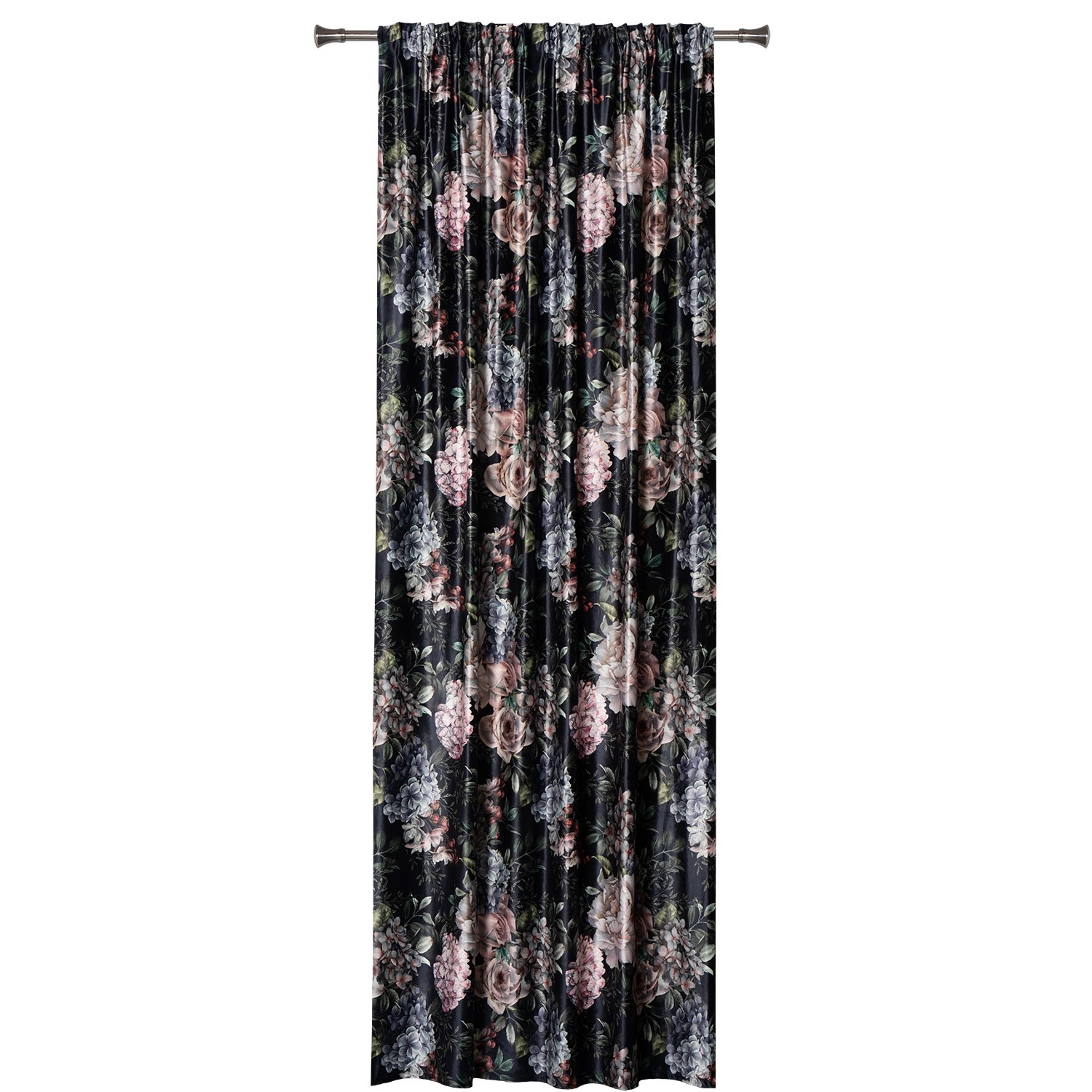 Zasłona HORTENSE na taśmie 140 cm x 260 cm czarna