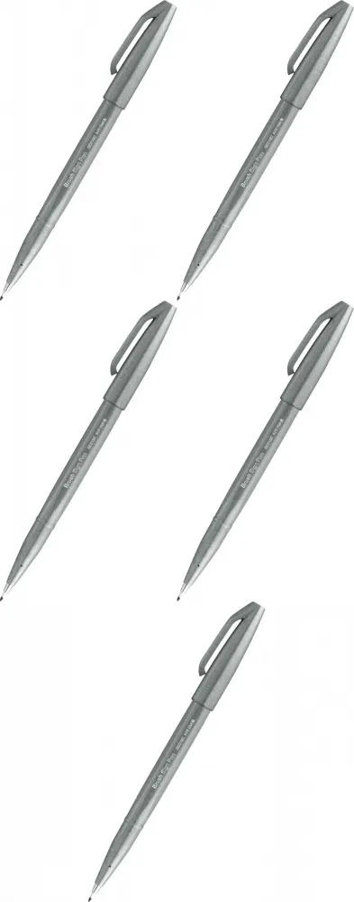 5x Pisak pędzelkowy do kaligrafii Pentel Brush Sign Pen SES15C, 2.07mm, szary