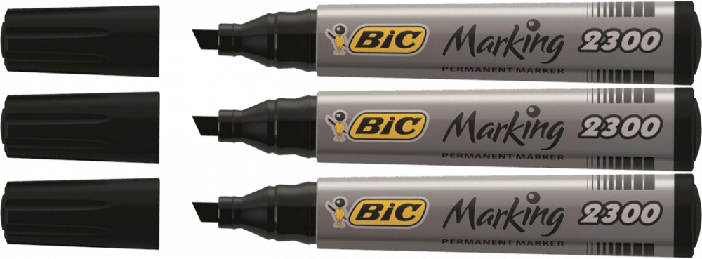 3x marker permanentny Bic NB2300, ścięta, 5.5mm, czarny