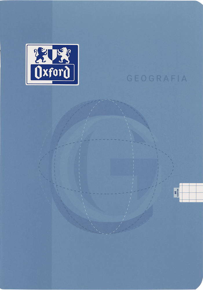 Zeszyt przedmiotowy w kratkę Oxford Geografia, A5, miękka oprawa, 60 kartek, jasnoniebieski