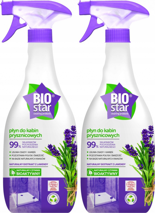 2x Płyn do mycia kabin prysznicowych BioStar, ekologiczny, lawendowy, 0.7l