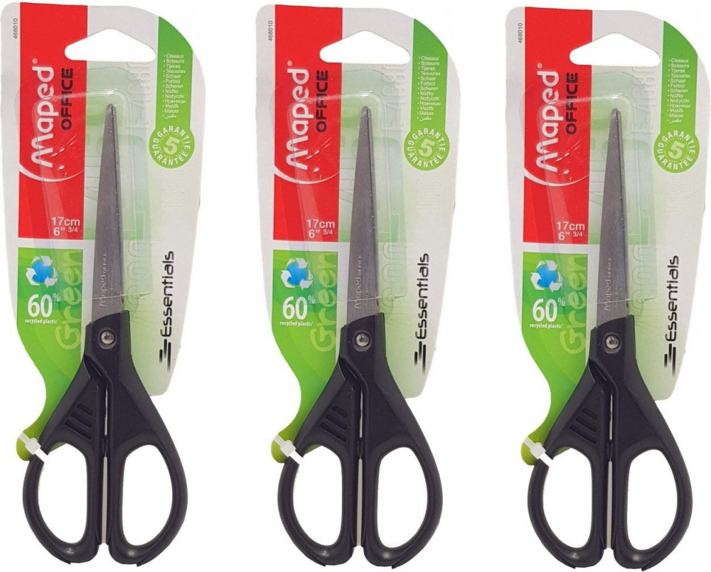 3x nożyczki ekologiczne Maped Essentials Green, 17cm