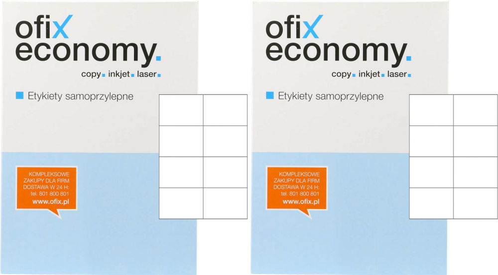 2x Etykiety samoprzylepne Ofix Economy, 105x74mm, 100 arkuszy, biały