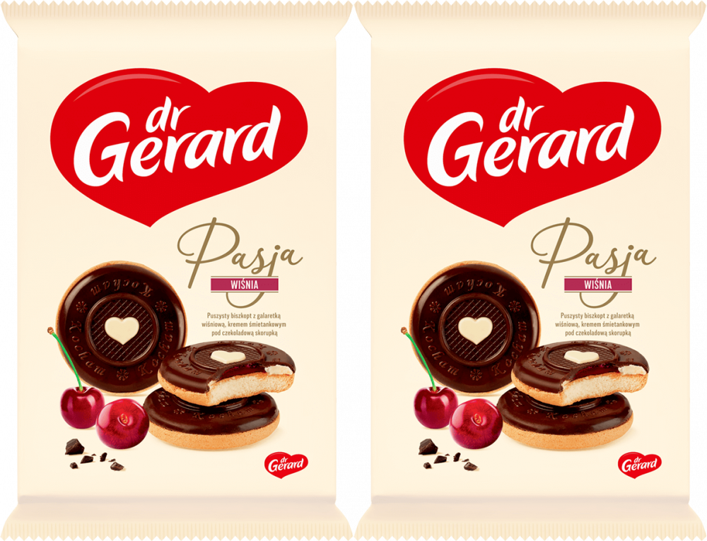 2x Biszkopty Dr Gerard Pasja, z galaretką wiśniową, w czekoladzie, 150g