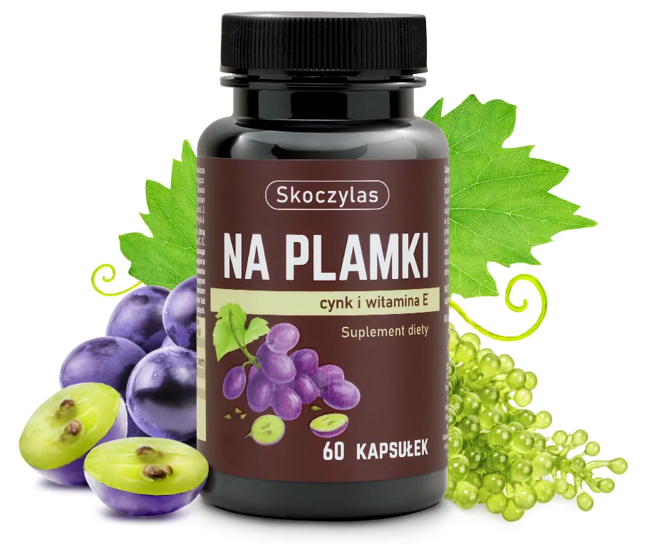 Na plamki - cynk, beta karoten, wit. E 60kaps. Skoczylas