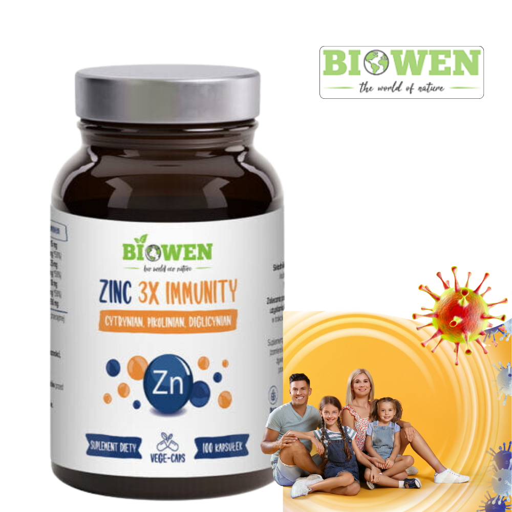 Cynk - ZINC 3x Immunity 100kaps. VEGE Biowen