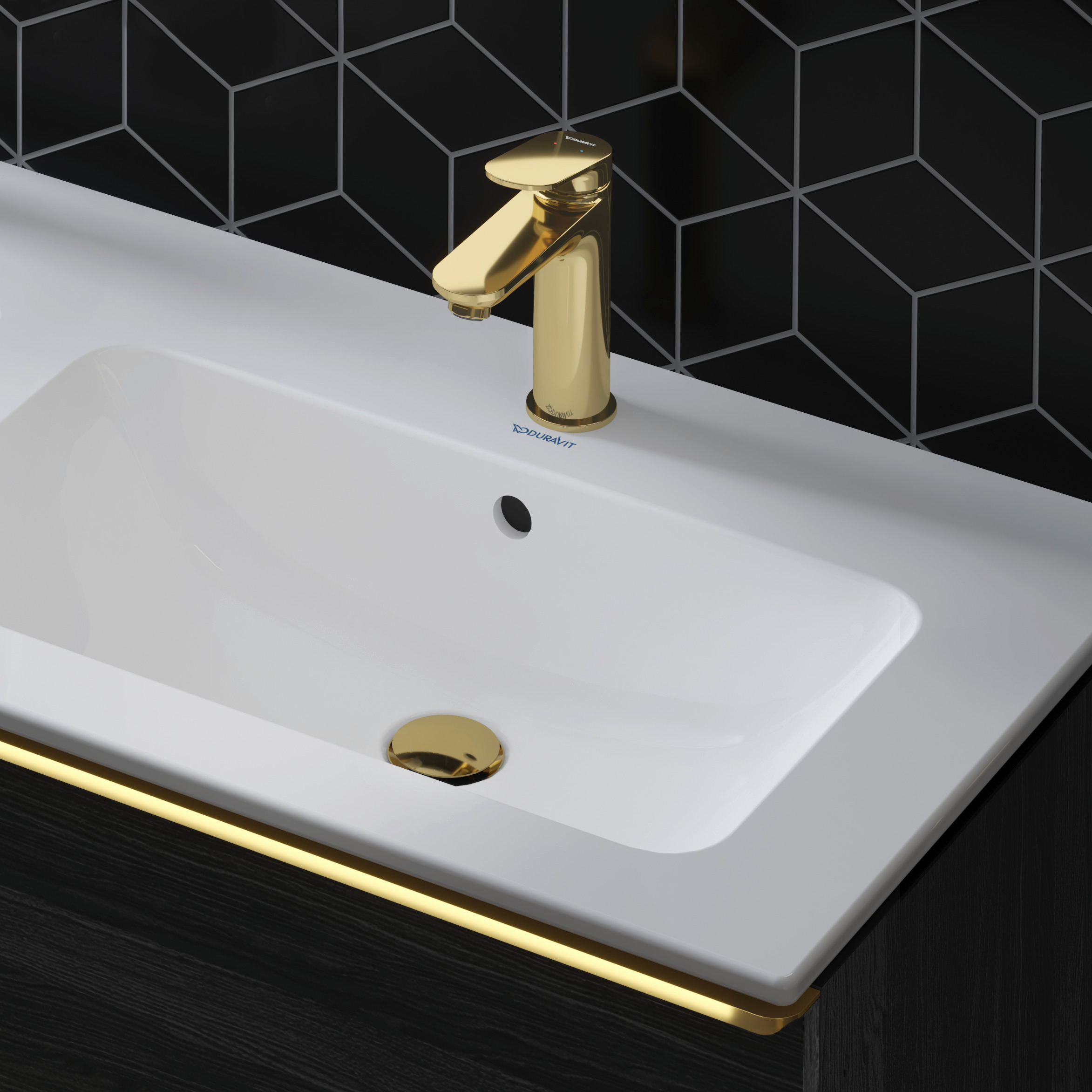 Duravit Wave bateria umywalkowa stojąca złoto polerowane WA1020002034