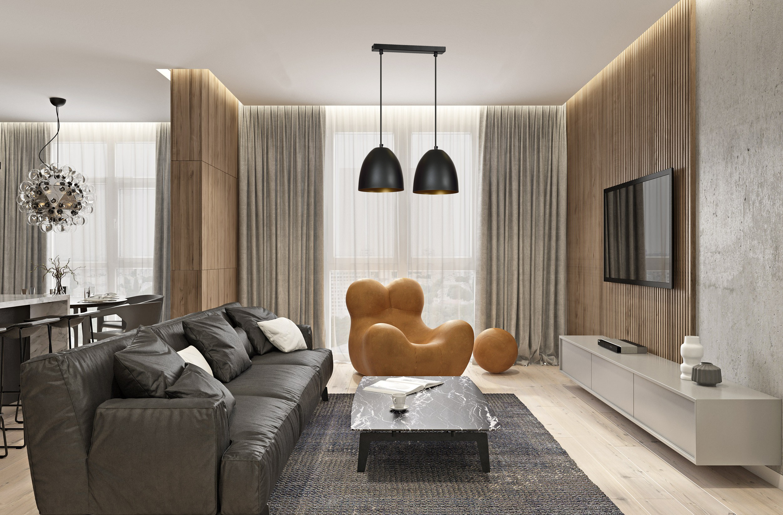 Emibig Lenox lampa wisząca 2x15 W czarna-złota 410/2