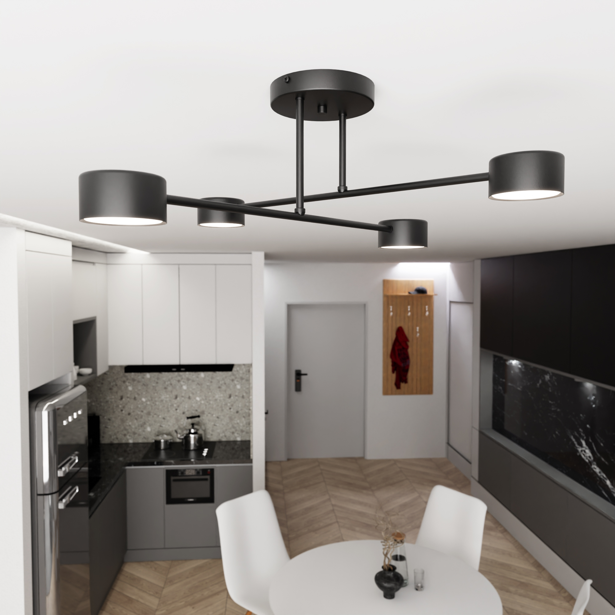 Emibig Halo lampa wisząca 4x10 W czarna 1355/4