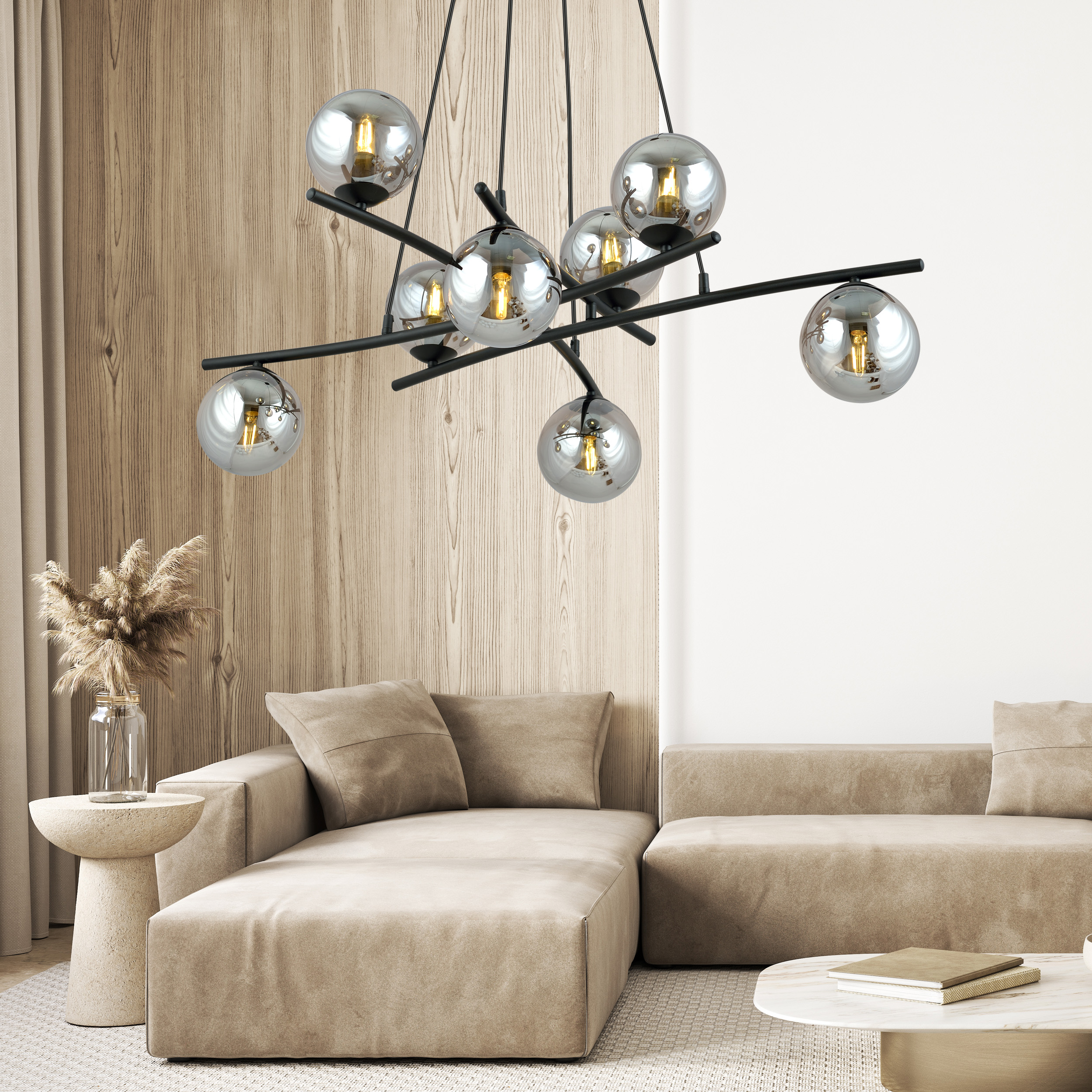 Emibig Essa lampa wisząca 8x10 W czarna-grafitowa 1203/8