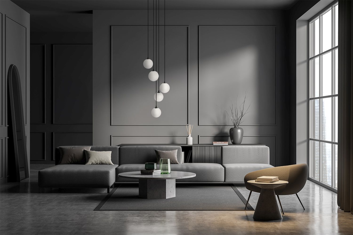 Kaja Aspen lampa wisząca 5x10 W biała-czarna K-5551