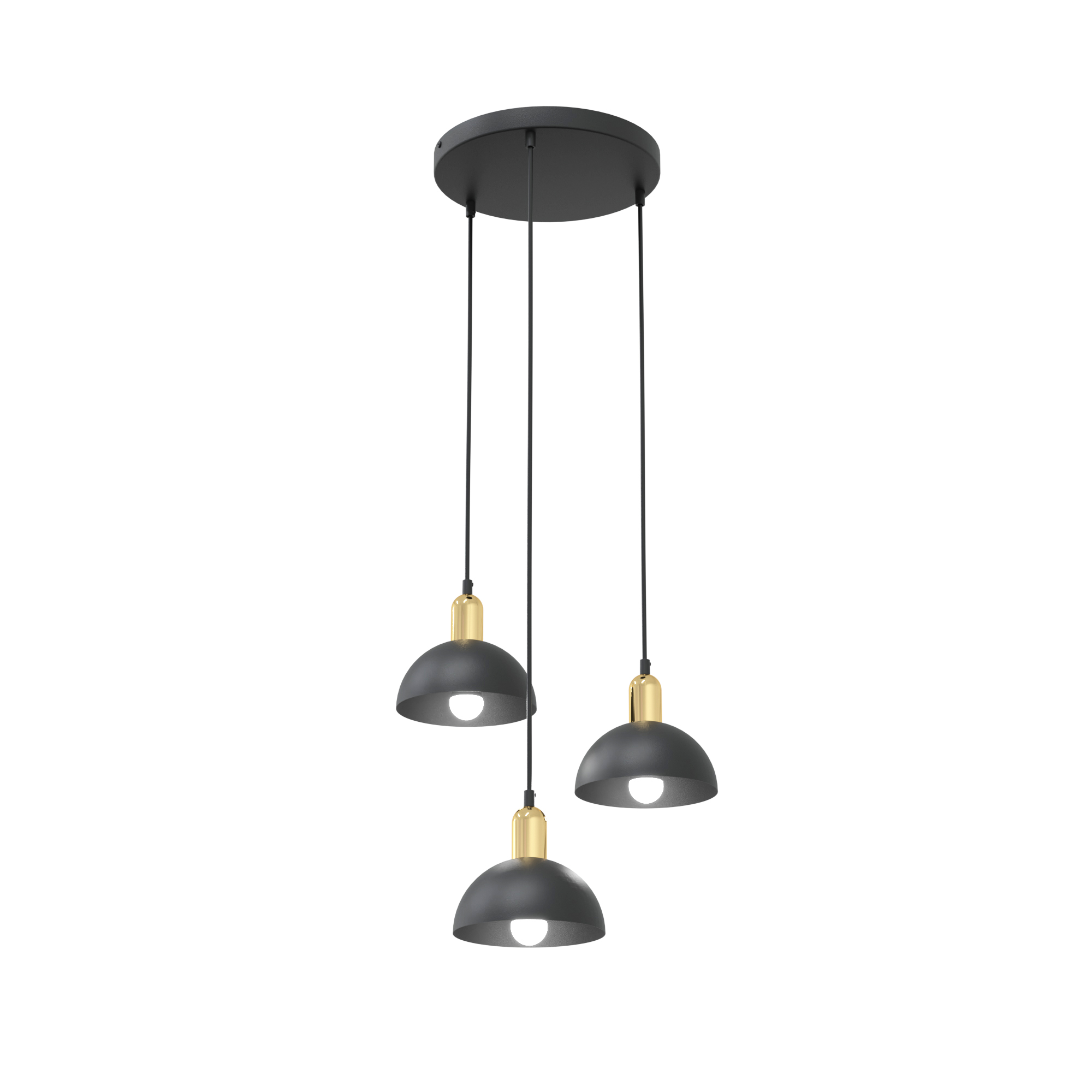 Emibig Moto lampa wisząca 3x15 W czarna-złota 1386/3PREM
