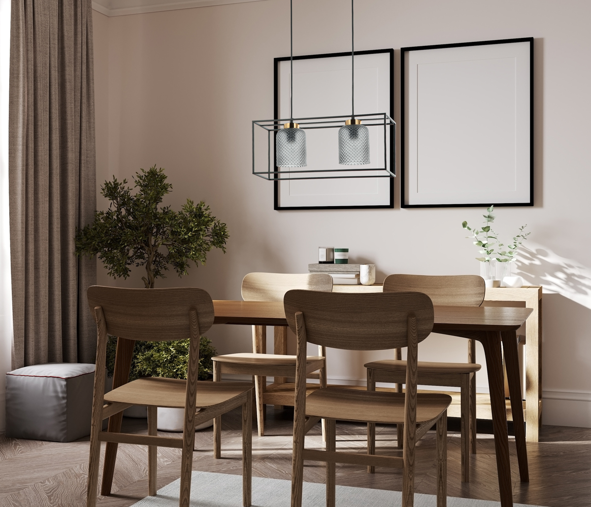 Italux Sinella lampa wisząca 2x40 W czarna-szary przydymiony PND-23231-2-BK+SG