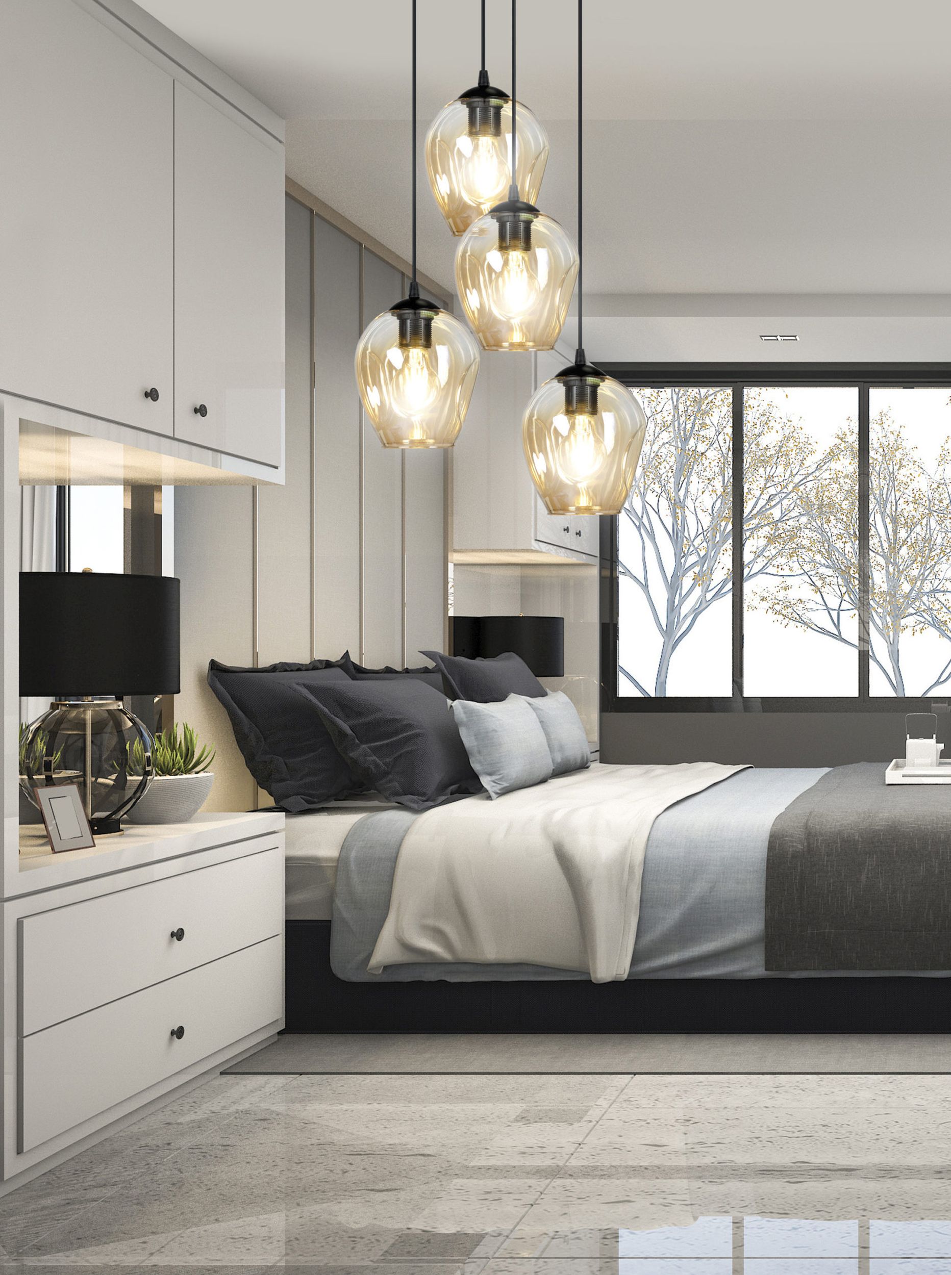 Emibig Istar lampa wisząca 4x15 W czarna-bursztynowa 681/4PREM