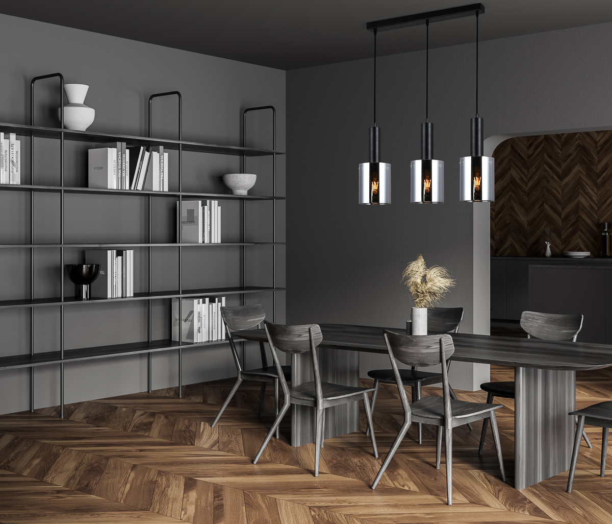 Italux Sardo lampa wisząca 3x40 W czarna-przydymiona PND-5581-3-BK+SG