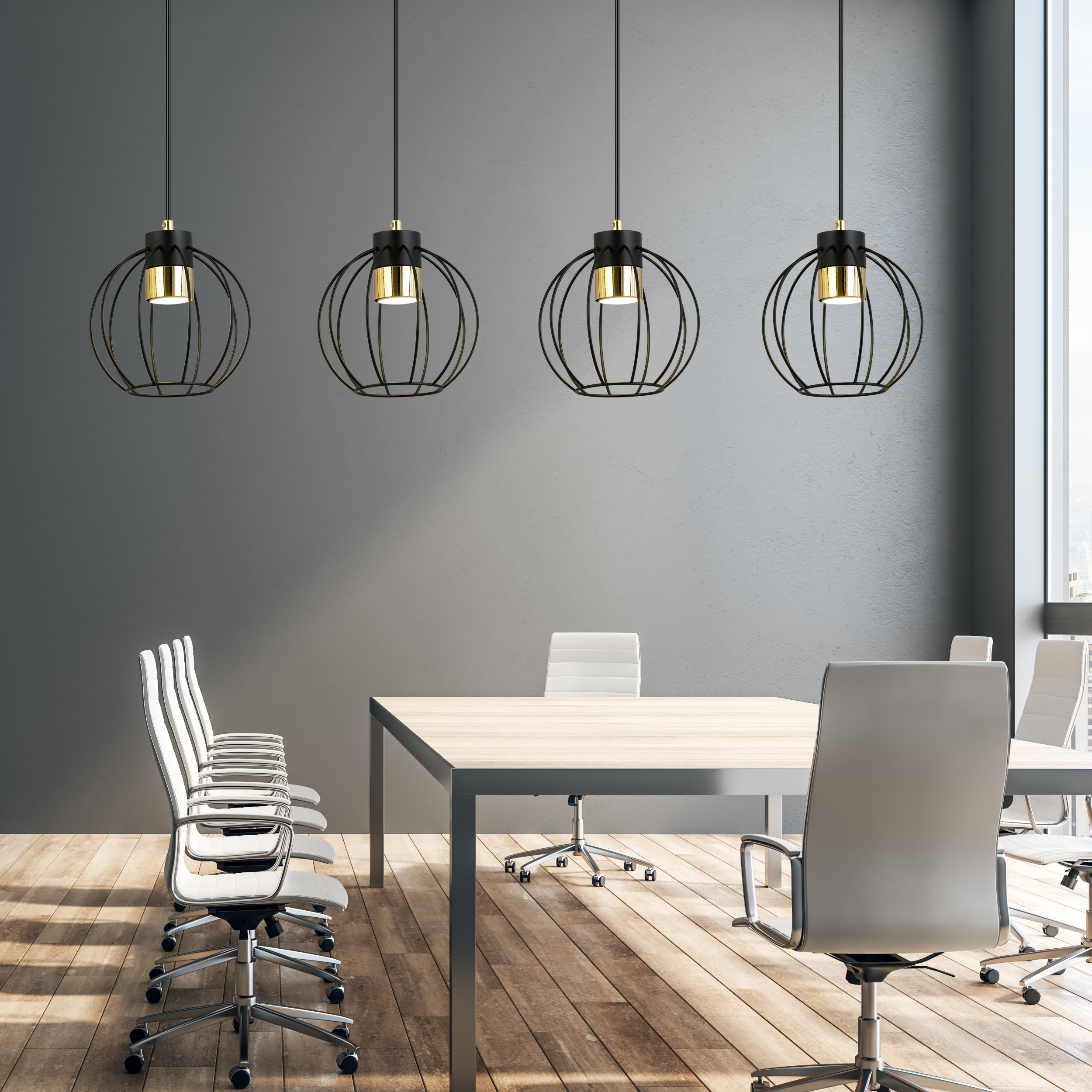 Emibig Ajax lampa wisząca 4x8 W czarna-złota 1200/4