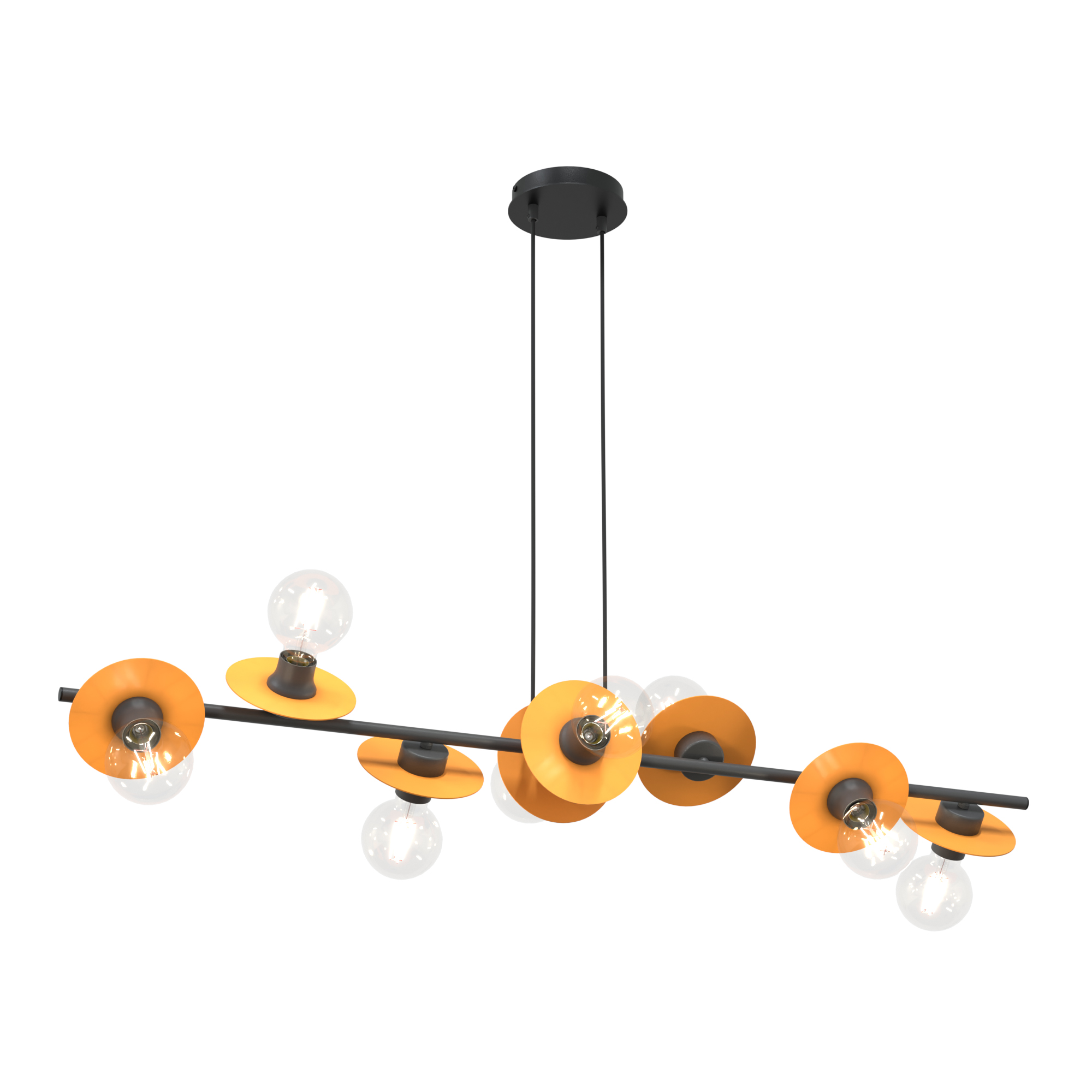 Emibig Token lampa wisząca 8x15 W czarna-pomarańczowa 1428/8