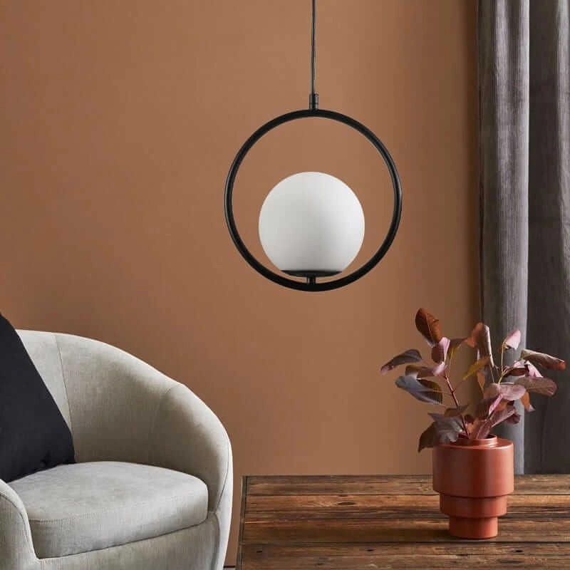 Abruzzo Milano lampa wisząca 1x20 W biała-czarna ABR-LWMR-E27