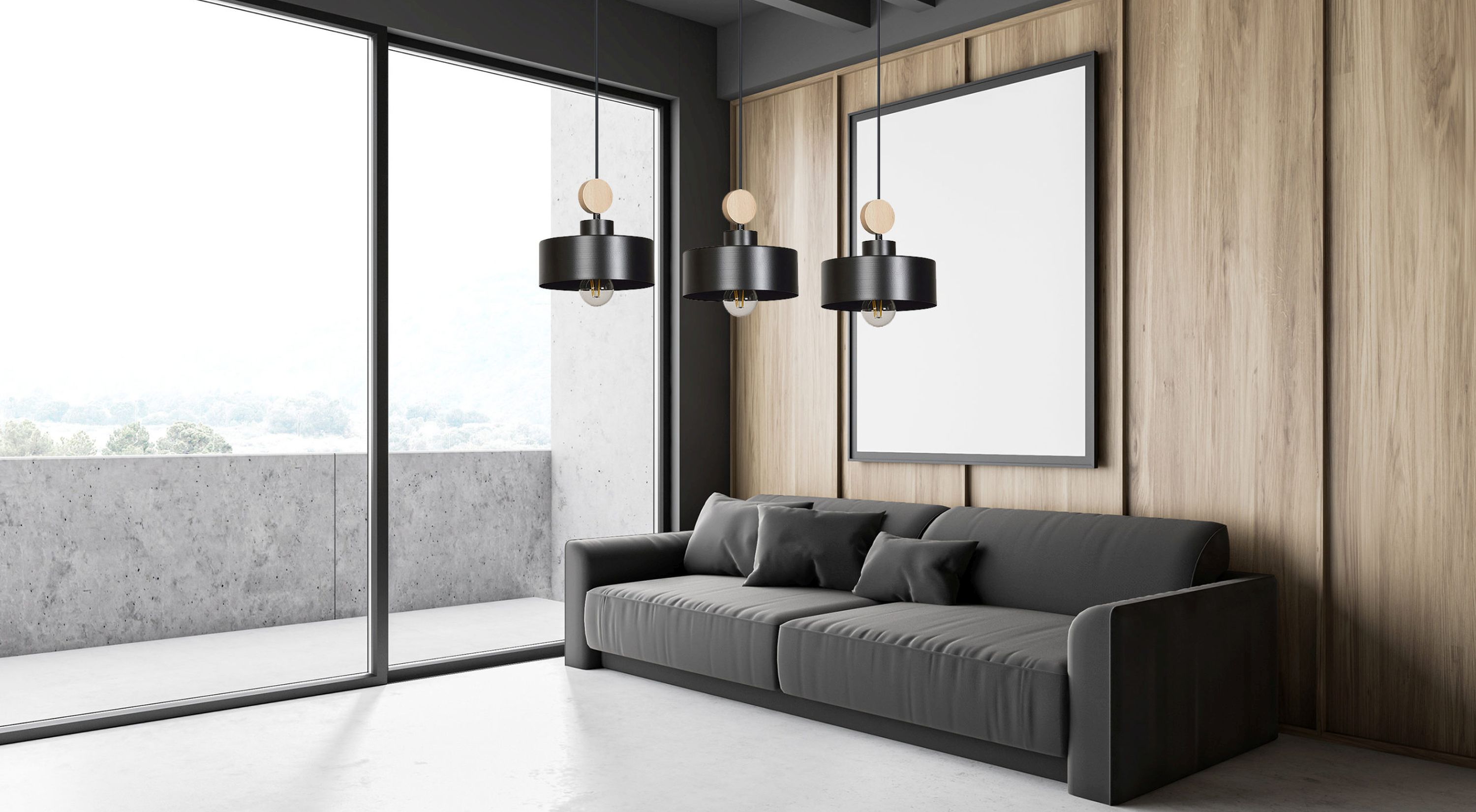 Emibig Tuniso lampa wisząca 3x15 W czarna-drewno 582/3