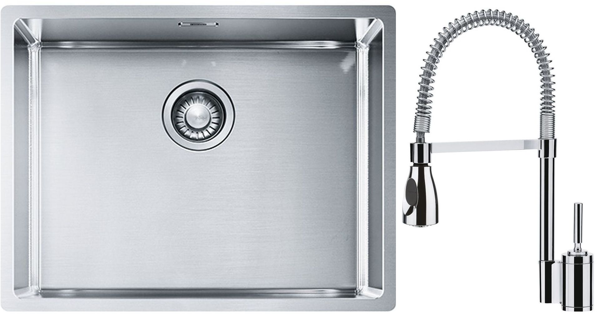 Franke Box BXX 110-54/ BXX 210-54 zlewozmywak 58x45 cm stalowy z baterią kuchenną Sentinel chrom (1270453660, 1150029591) - Wysyłka w 24h
