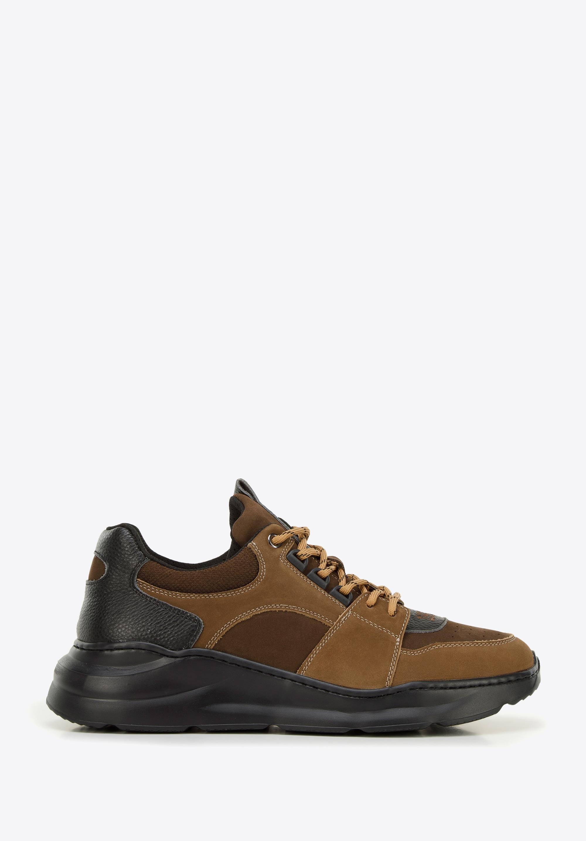 Męskie sneakersy na lekkiej podeszwie brązowe