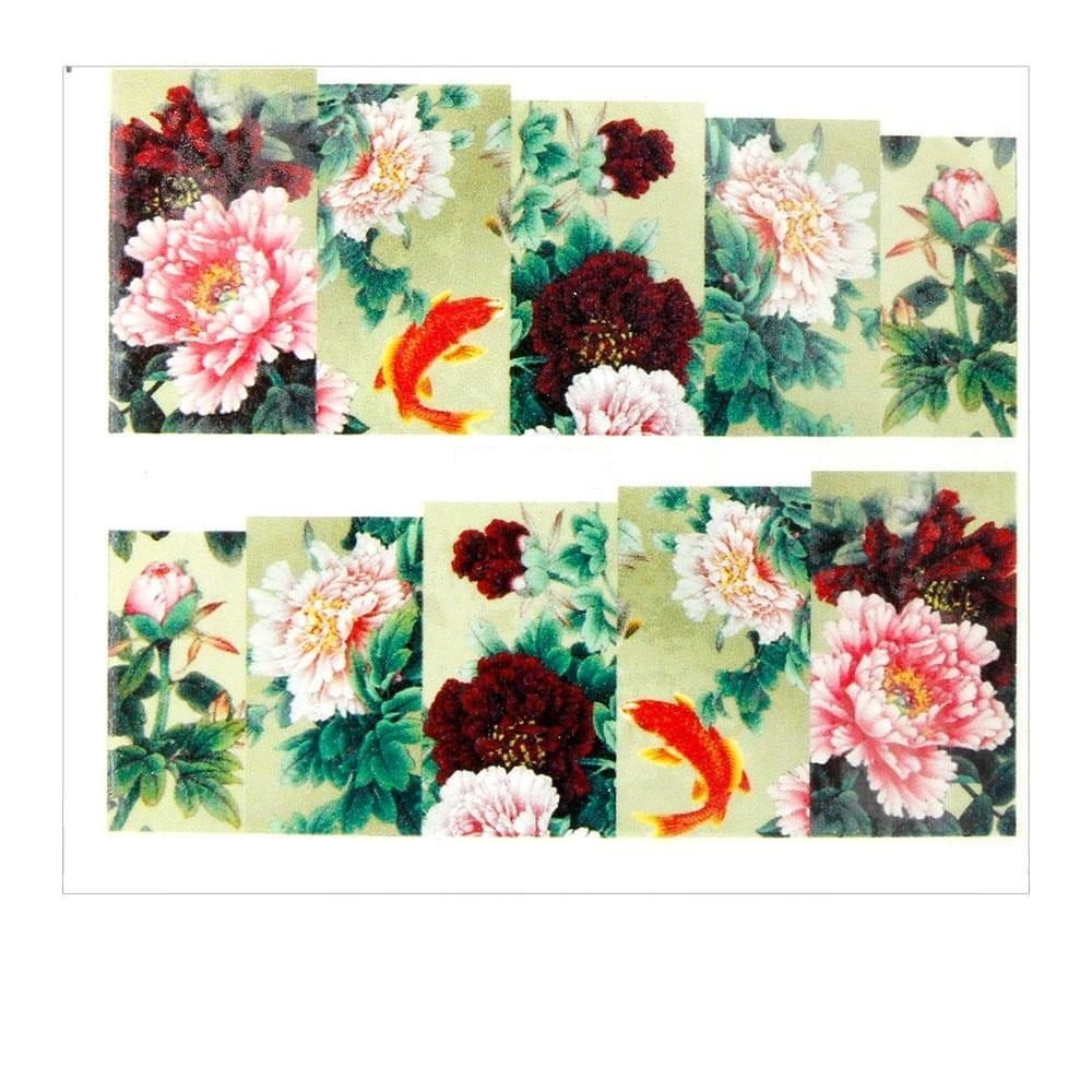 Naklejki wodne do paznokci arkusz 6,5 x 5,5cm na 10 palców yb Nr 950