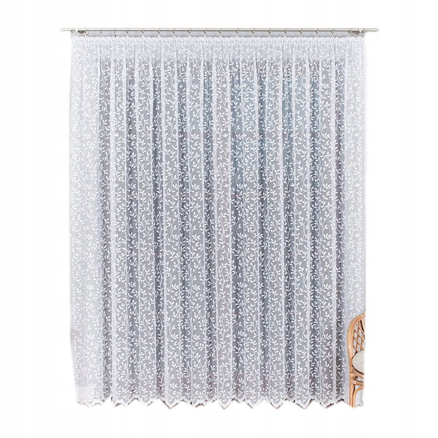 Długa firana z taśmą LISTKI wys. 250x150cm 023058