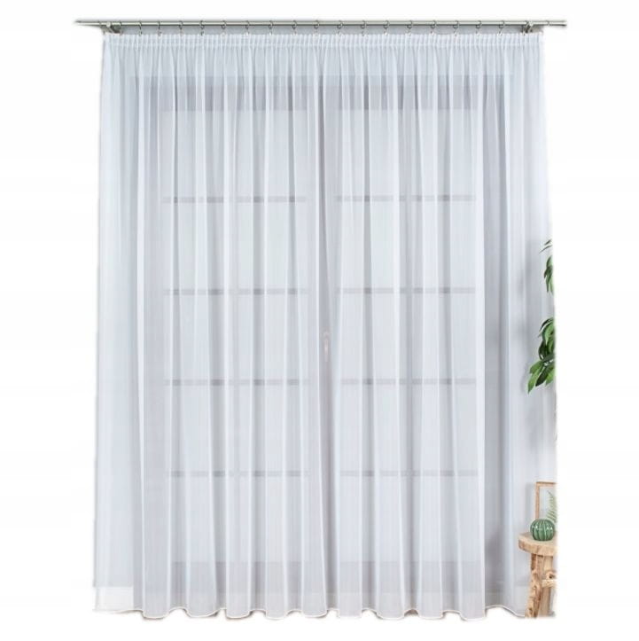 Firana gotowa z woalu gładka wys 270x450cm z taśmą