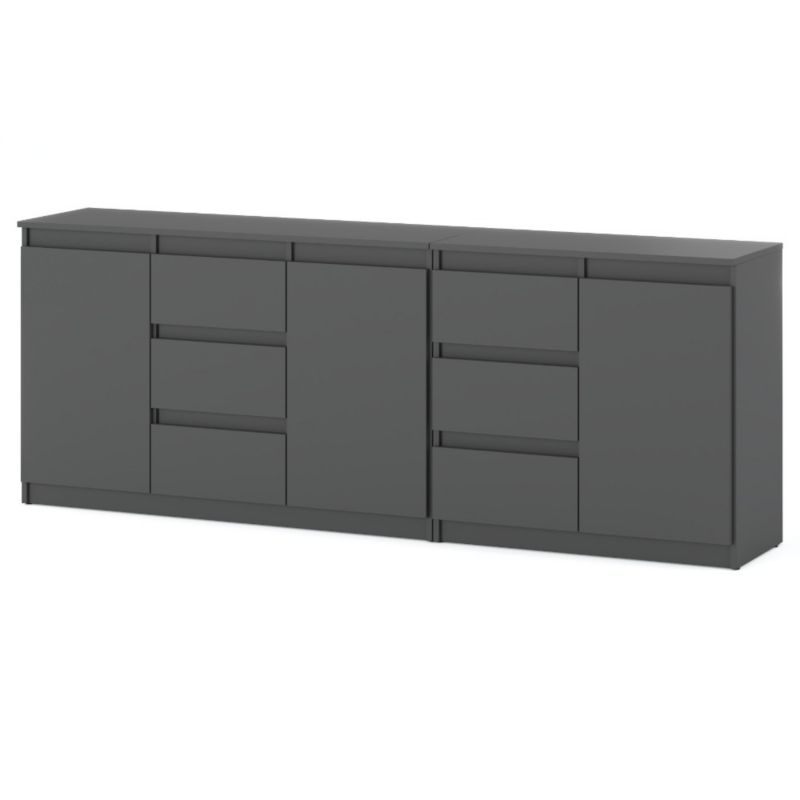 Komoda Hurtownia-Mebli Szuflady 6 Best Agnes 200cm Szary Mat Szary Mat 200x35x75 cm 1szt.